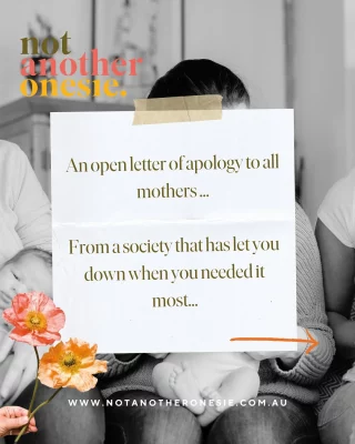 To every mama who’s ever felt let down, judged, unseen, or utterly broken ,  this letter is for you. 💔  Because our society should be doing better. Should’ve held you, heard you, supported you, set you up to thrive rather than drown.  And while an apology is nice, real change is what we are after.  You don’t have to wait for the world to catch up.  Start now. Seek the support you truly deserve. Boldly. Unapologetically. Because you were never meant to do this alone.  💛 Your village is here. Let’s rebuild it, together.  Link in bio to find your village at 
www.notanotheronesie.com.au  Share with a mama you love 💛  #PregnancySupportAustralia #PostpartumSupport #MaternalMentalHealth #SupportForMums #MumLifeAustralia #NewMumSupport #FourthTrimesterCare #BirthRecovery #PostnatalWellbeing #MatrescenceAwareness #MotherhoodJourney #NotAnotherOnesie #AustralianMums #SupportForMothers #PerinatalSupport