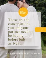 You’ve probably talked about the pram, the birth, the nursery and the baby names. But have you talked about what happens to you two when baby arrives?  Who gets up when everyone’s exhausted?
What does support actually look like to each of you?
How will you divide the mental load?
What happens when one of you is struggling?
Who can you call for help?
What can you afford to outsource?
How will you handle visitors and boundaries?
And how will you stay connected when there’s very little time left for each other?  These aren’t always the conversations that come up while you’re preparing for a baby. But they can become very important once you’re in the thick of new parenthood.  So we created our FREE Couples Conversation Cards for pre-baby + new baby days.  A simple deck of prompts covering sleep, feeding and recovery, finances, work and leave, your village, emotional wellbeing, visitors, boundaries, household and mental load, relationship changes and more.  There are no right answers. You don’t need to agree on everything. And this definitely isn’t another checklist of things you need to get “right” before baby arrives.  It’s simply a way to start talking.  Make a cuppa. Sit down together. Pick a few cards and see where the conversation takes you.  Download the Couples Conversation Cards FREE via the link in our bio.  Save this for later or send it to someone preparing to become parents together.  #PregnancyAustralia #NewParents #PostpartumSupport #PreparingForBaby #RelationshipsAfterBaby